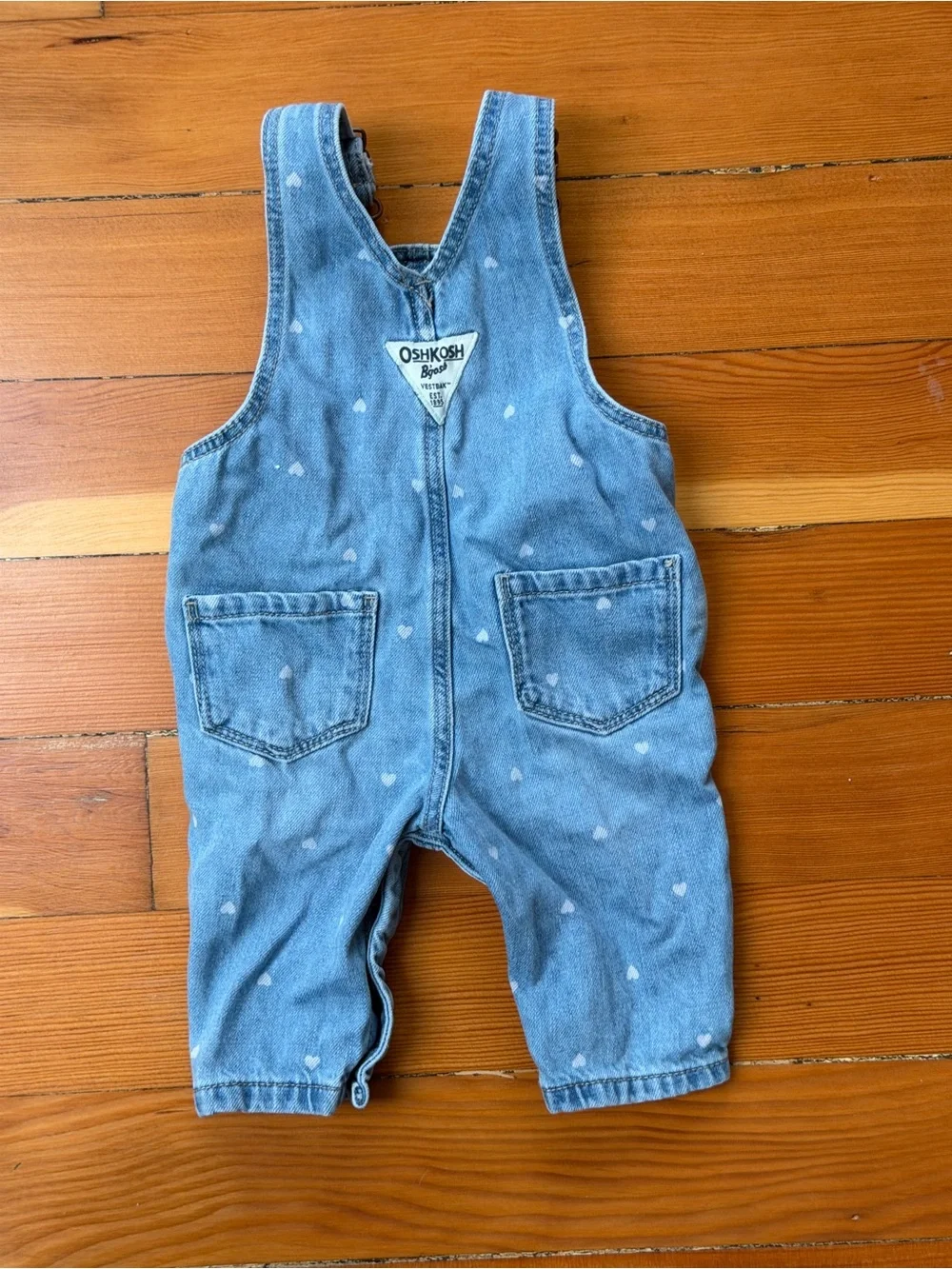 OshKosh B'gosh Light Blue Denim Overalls with Hearts Size 3m